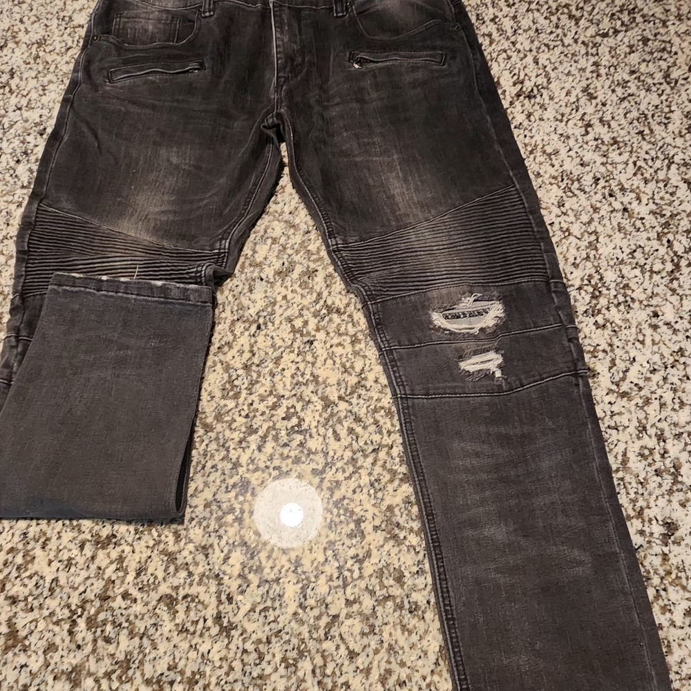Men's Distressed Black Jeans